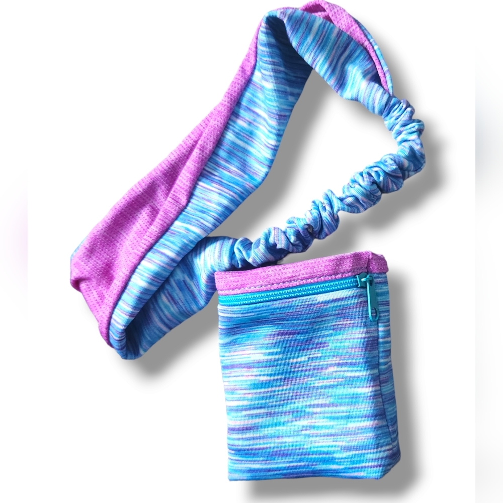 Reversible Workout Headband & Wrist Wallet Set Women’s Fitness Running Gym